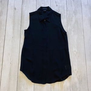 Theory Button Silk Sleeveless Blouse, P